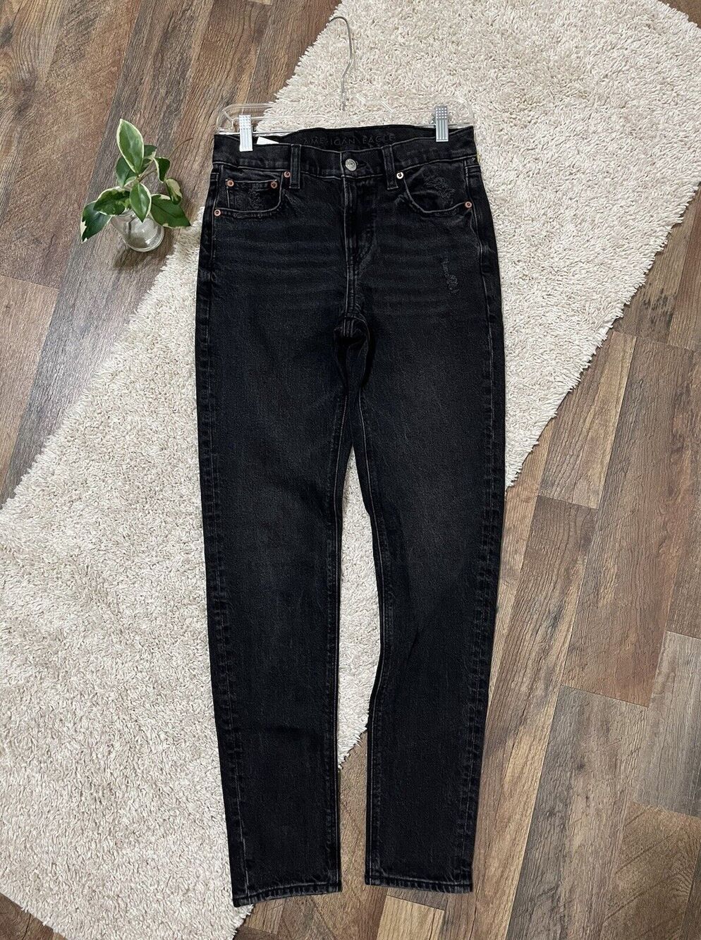 American Eagle 4 Long Black Retro Whiskered High Rise '90s Skinny Jeans